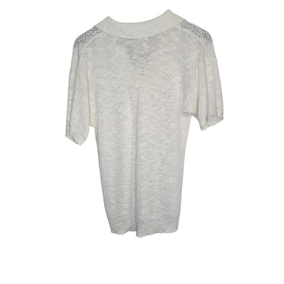 Rafaella Large Cream Knit See-through Polo Top [0217] - Picture 2 of 7